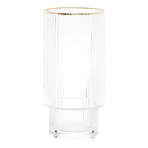 deco en verre maisons du monde Verre haut en verre strié avec bordure dorée - Lot de 4