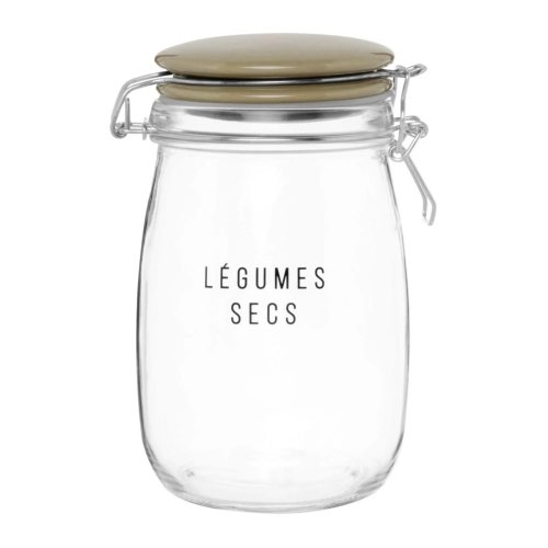 deco en verre maisons du monde Bocal à légumes en verre et métal beige