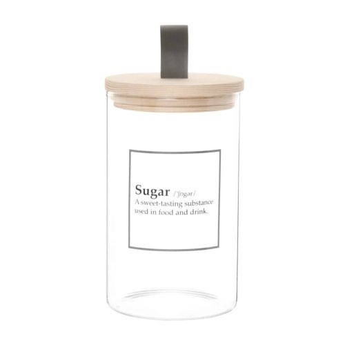 deco en verre maisons du monde Bocal "Sugar" transparent, beige et noir