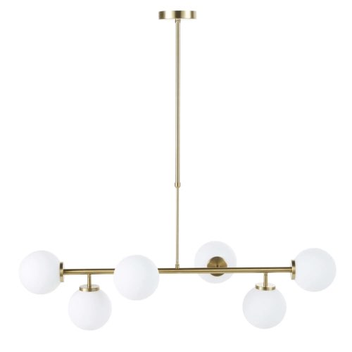 deco en verre maisons du monde Suspension 6 globes en verre opaline et métal doré