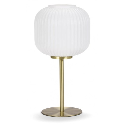 deco en verre maisons du monde Lampe à Poser en Métal Doré et Globe Strié en Verre Blanchi