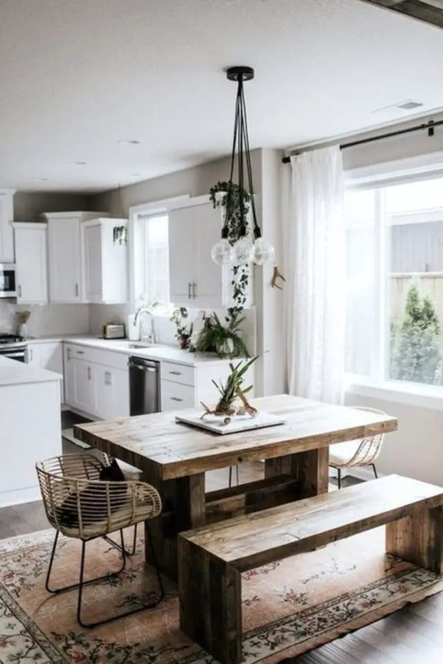 decor table salle a manger au quotidien plateau plante verte ambiance minimale épurée