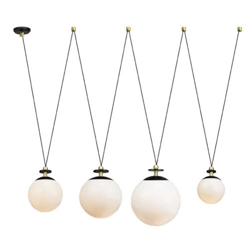 objet decoratif en verre pas cher Grande suspension Diane 4 globes blanc opaque