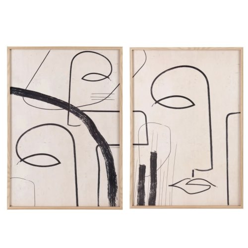 ou trouver decoration salle a manger Diptyque imprimé abstrait beige, noir et marron 84x60