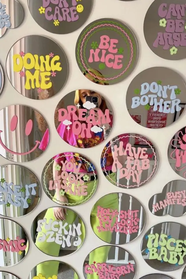 DIY decoration peinture miroir message positif pas cher coloré