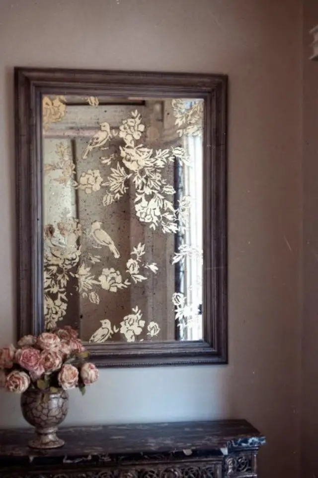 DIY decoration peinture miroir ancien classique décor poétique romantique