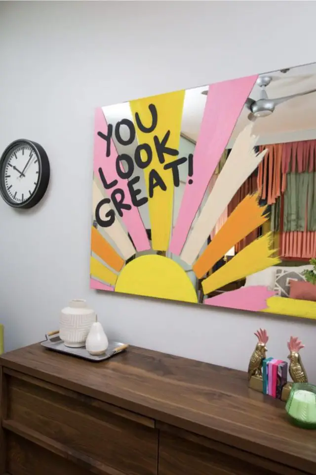 DIY decoration peinture miroir couleur message positif original