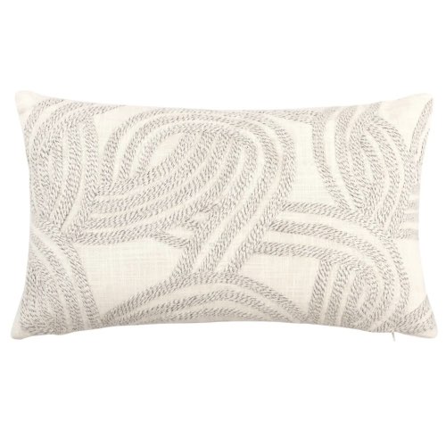 ambiance cocooning textile cosy Coussin en coton blanc à motifs beiges 30x50