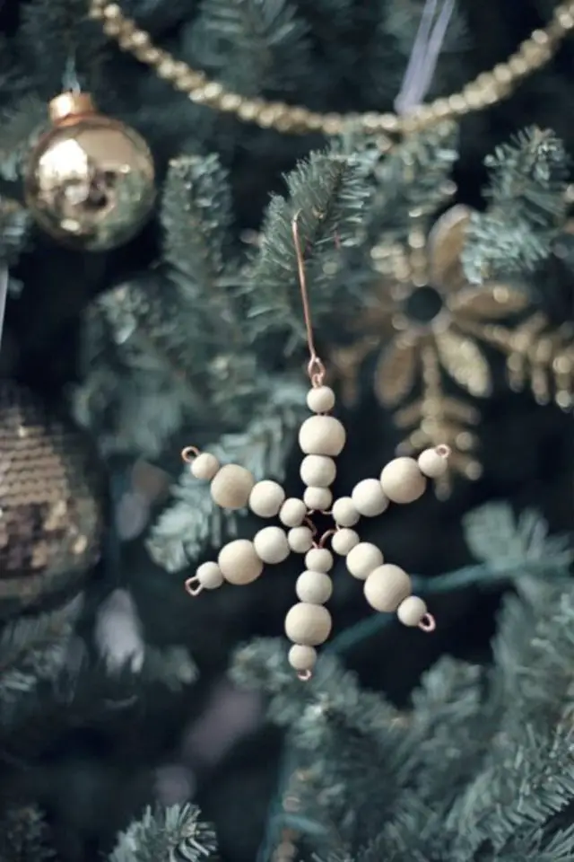 coup de coeur deco noel à faire soi même DIY fil de fer et perle en bois forme étoile