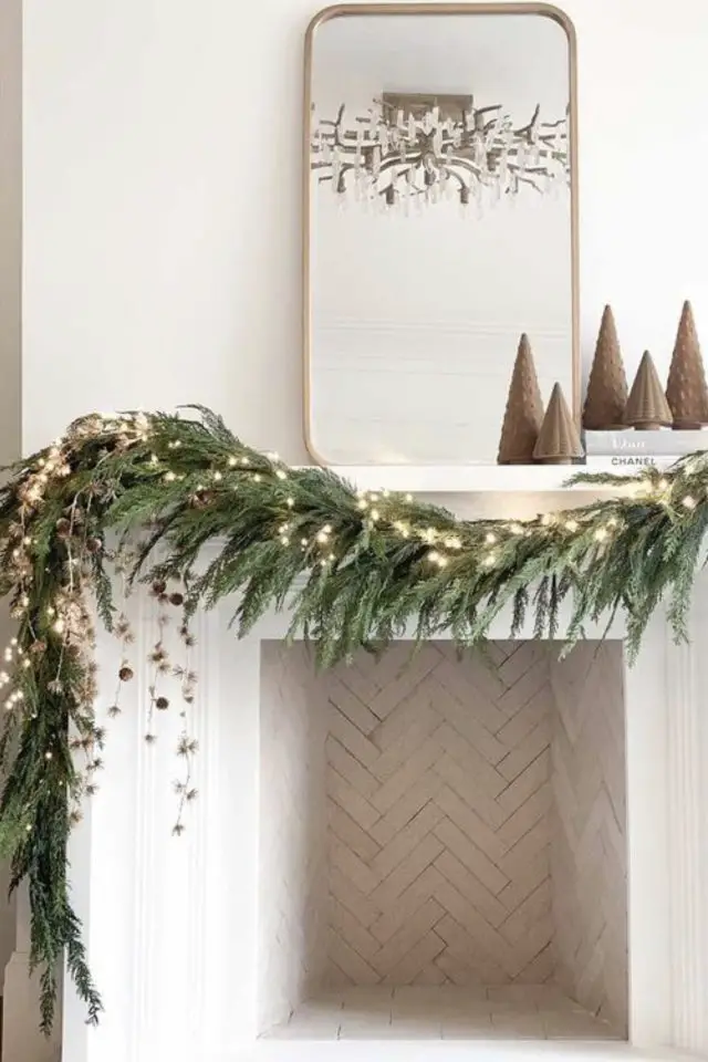 coup de coeur noel deco nature diy décor cheminée blanche chic guirlande sapin petite déco bois