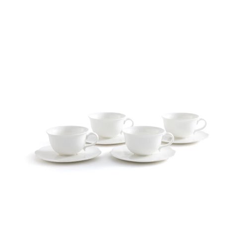 decor table noel chic Lot de 4 tasses à café et sous-tasses blanche élégante