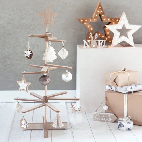 decoration noel maisons du monde Déco de Noël sapin beige avec cime étoile