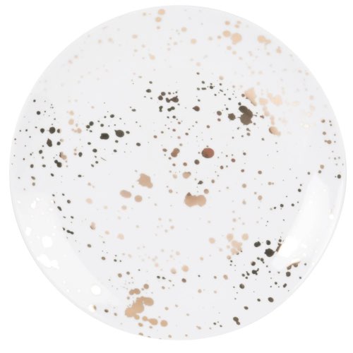 decoration noel maisons du monde Assiette plate en grès à taches dorées - Lot de 4