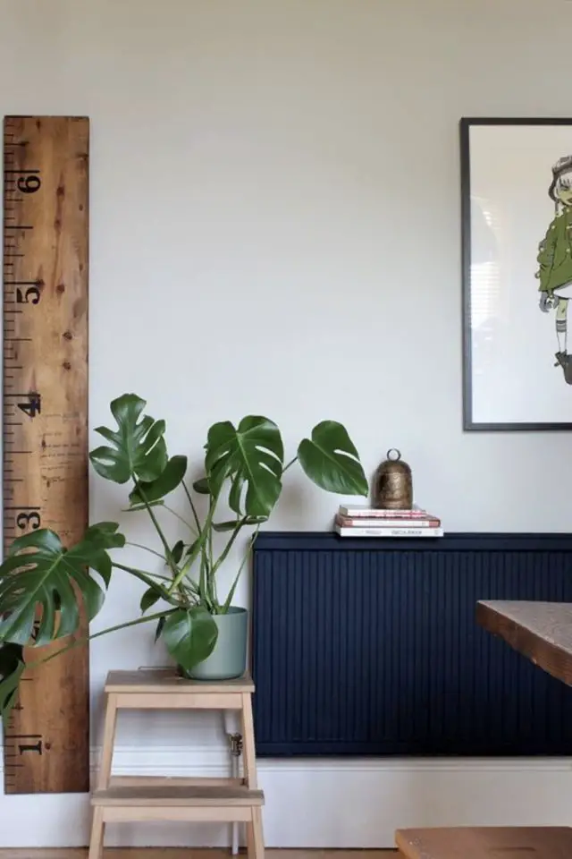 decoration peinture radiateur exemple touche de couleur plante verte bois nature moderne