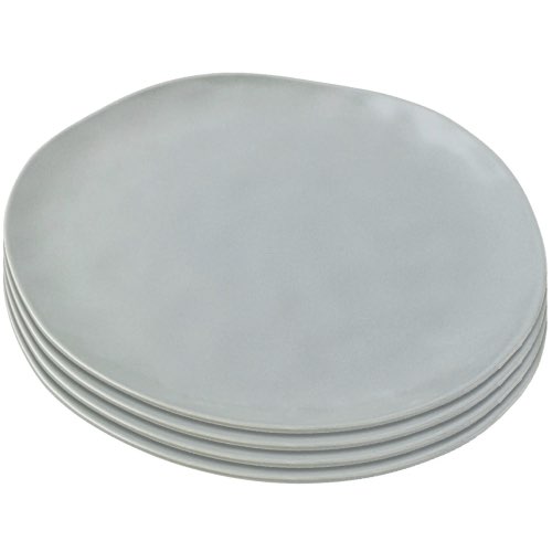 decoration vert sauge maisons du monde Assiette plate en céramique sauge D26 - Lot de 4