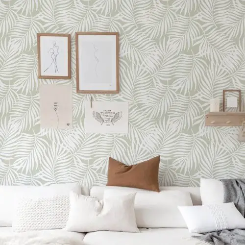 decoration vert sauge maisons du monde Papier peint vinyle adhésif tropicale sauge 50x300 cm
