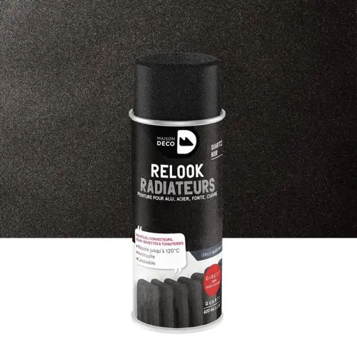 diy decoration renovation radiateur Bombe de peinture Relook radiateurs MAISON DECO noir pailleté mat 400 ml