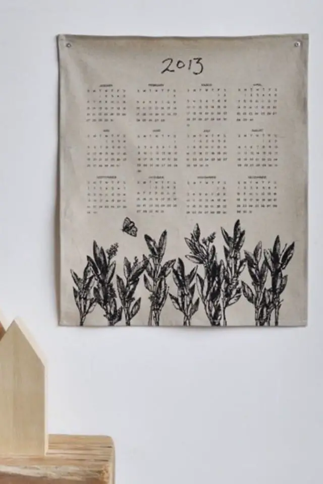 exemple calendrier mural poetique noir et blanc illustrations plantes