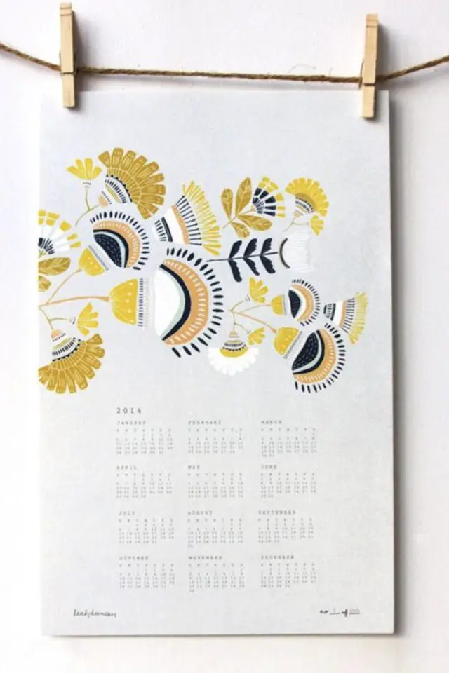 exemple calendrier mural poetique dessin floral illustration inspiration