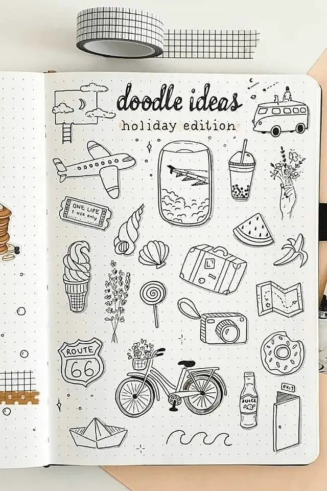 exemple petit dessin decoration journal voyage vacances bullet journal idées