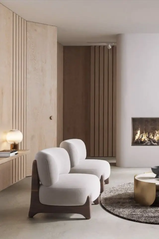 interieur minimaliste tendance deco 2023 salon fauteuil design arrondi forme organique