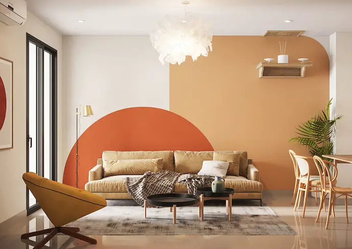 interieur orange moderne peinture ambiance chaleureuse contemporaine quotidien déco