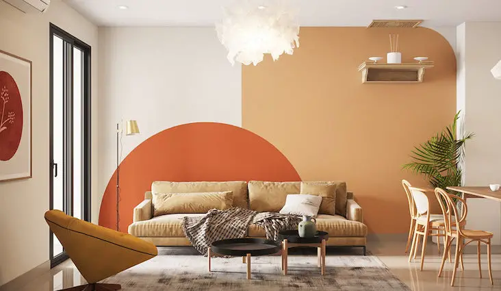 interieur orange moderne peinture ambiance chaleureuse contemporaine quotidien déco