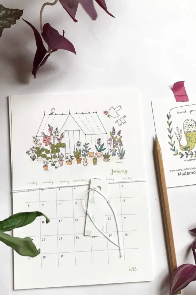 plus jolis calendrier 2023 illustrations modernes plantes et maisons décor mural