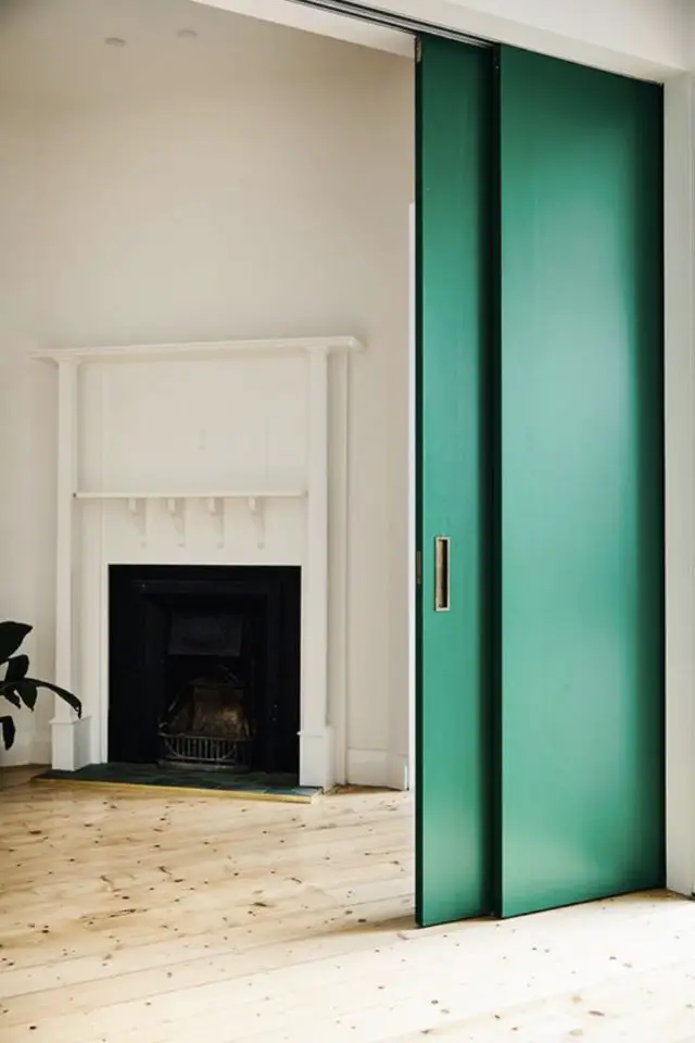 couleur de porte interieure tendance coulissante moderne vert sapin