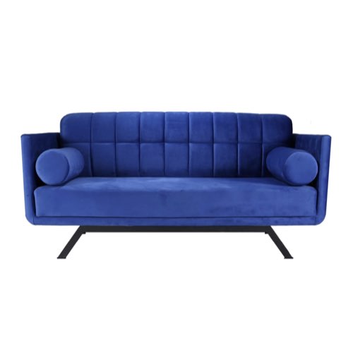 deco et meuble couleur bleu electrique Canapé 2 places velours et métal noir bleu