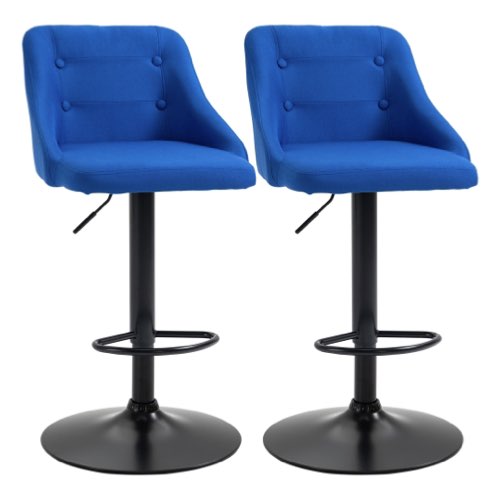 deco et meuble couleur bleu electrique Lot de 2 tabourets de bar design néo-rétro tissu bleu électrique