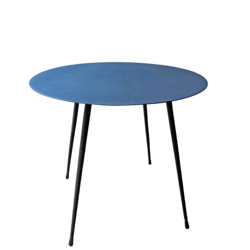 deco et meuble couleur bleu electrique Table basse ronde en métal bleu