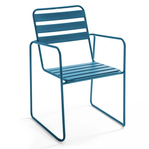 deco et meuble couleur bleu electrique Fauteuil design en métal bleu pacific