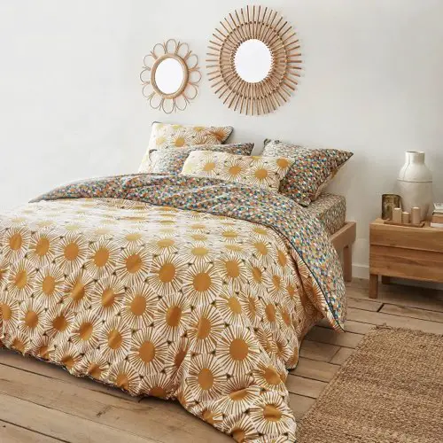 deco et meuble couleur ocre jaune Housse de couette pur coton déco chambre adulte