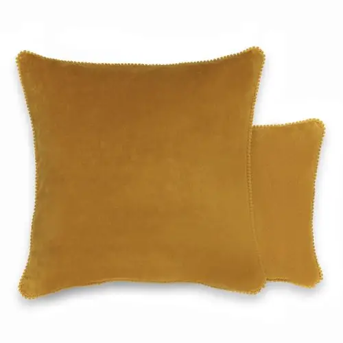 deco et meuble couleur ocre jaune Housse de coussin velours textile moderne