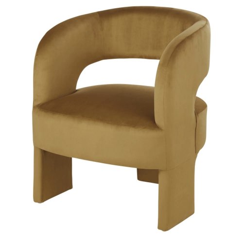 deco meuble sejour tendance Fauteuil tripode en velours ocre design vintage