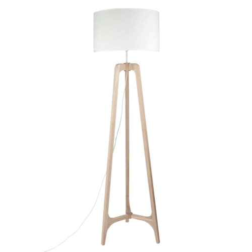 deco meuble sejour tendance Lampadaire trépied en chêne et abat-jour blanc H165