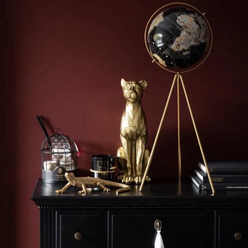 deco meuble style colonial maisons du monde Statuette lionne dorée H39