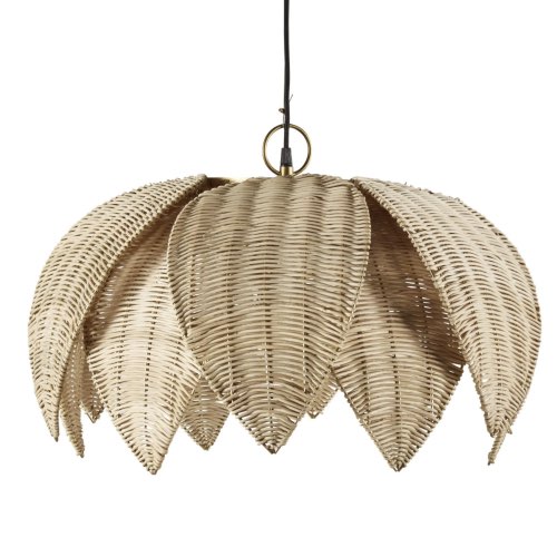 deco meuble style colonial maisons du monde Suspension fleur en fibre végétale tressée