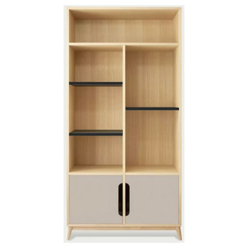 deco mobilier design sejour tendance Bibliothèque en chêne naturel, beige havane et anthracite Book