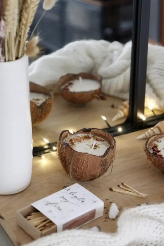 deco table bougie bougeoir diy noix de coco séchées à faire soi-même