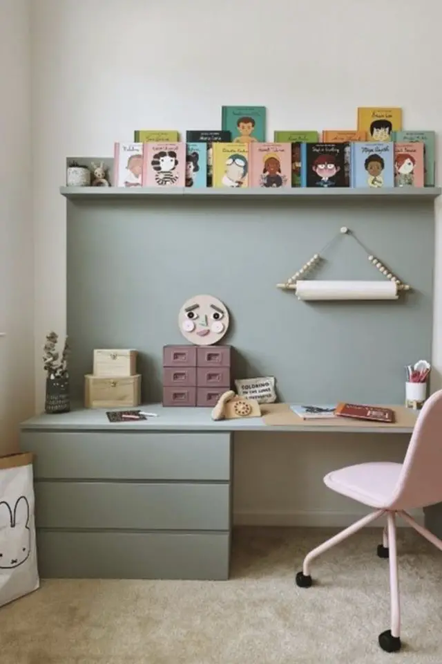 ikea hack chambre enfant exemple meuble commode ivar relooking DIY petit bureau tendance