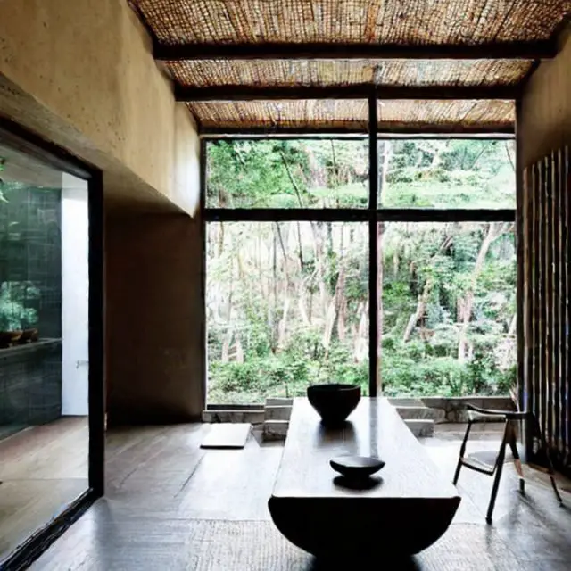 interieur zen et minimal pièce de vie bois et pierre ambiance épurée minimaliste