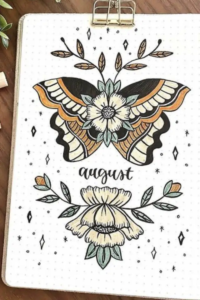 loisirs creatifs bujo vacances aout papillon fleur illustration originale