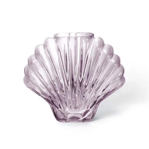 objets decoratifs eclectique et original Vase seashell forme coquillage en verre rose