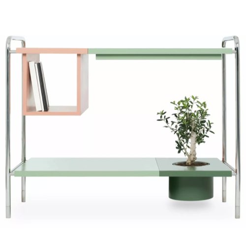 ou trouver console design Console en acier rose et vert 103,5cm EMILY original pot de fleurs