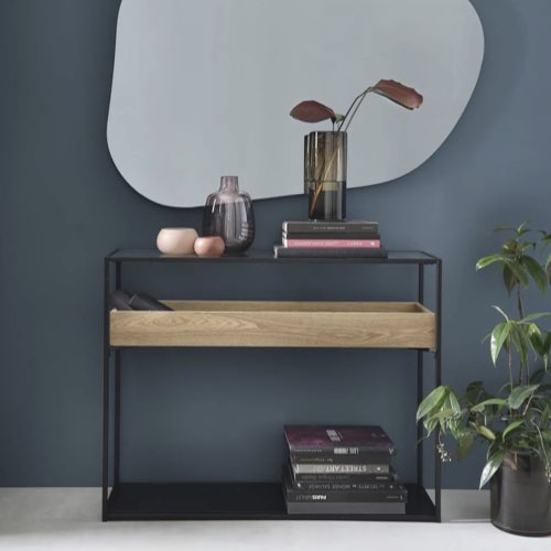 ou trouver meuble entree deco Console en métal noir et verre trempé