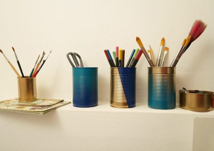 recup boite conserve idees zéro déchet peinture pot à crayon pas cher DIY décoration fait maison recyclage