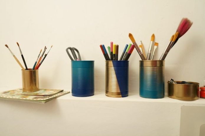 recup boite conserve idees zéro déchet peinture pot à crayon pas cher DIY décoration fait maison recyclage