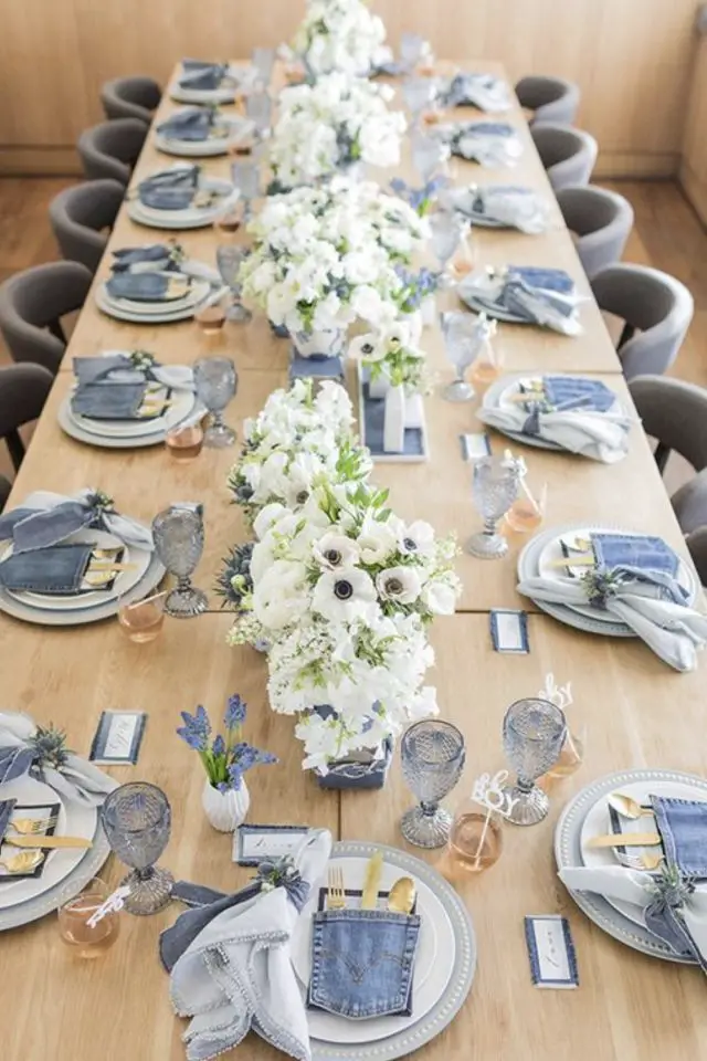 recycler jeans creer decoration table de mariage original récup